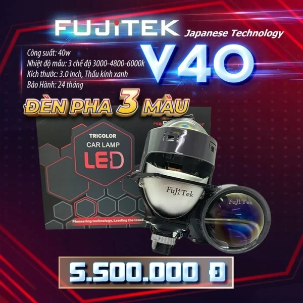Đèn bi pha 3 chế độ màu Fujitek V40 Triple Color