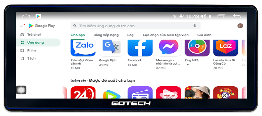 Kho giải trí đa phương tiện trên CH Play của Màn Hình GOTECH GT12.3i mang đến cho người dùng trải nghiệm giải trí đỉnh cao với ứng dụng sách nói, nghe nhạc, xem video, và nhiều tùy chọn khác, tạo nên không gian giải trí tiện ích trên mỗi chuyến đi.