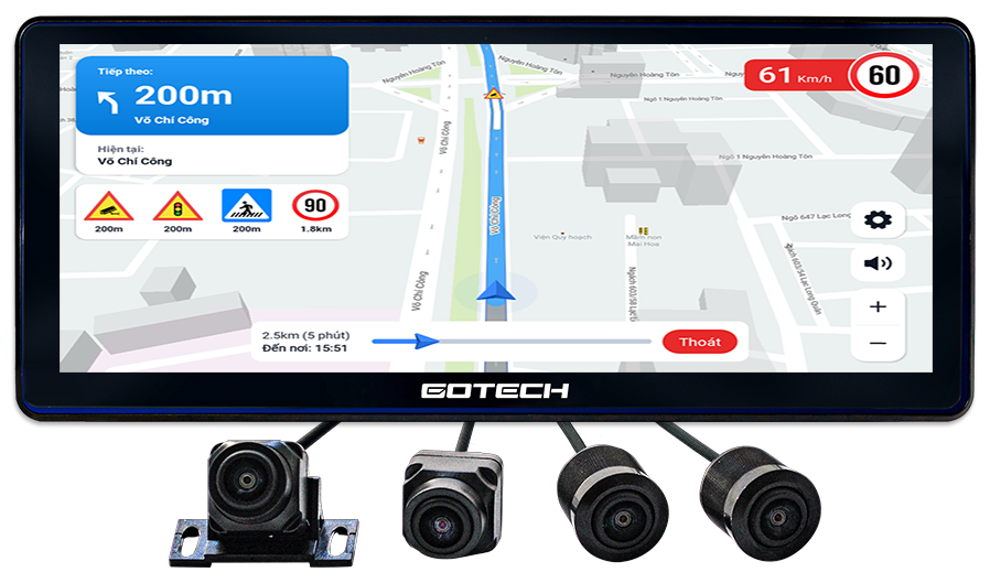 Gotech GT12.3i 360 không chỉ là một màn hình thông minh, mà còn tích hợp 3 phần mềm chỉ đường thông minh, giúp người lái xe dễ dàng và thuận tiện hơn trong mọi hành trình.