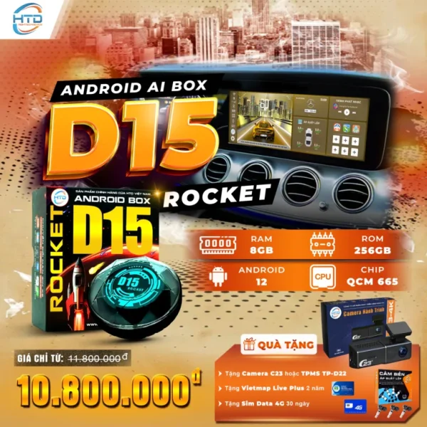 Smart Android Box cho ô tô D15 Rocket cấu hình mạnh mẽ