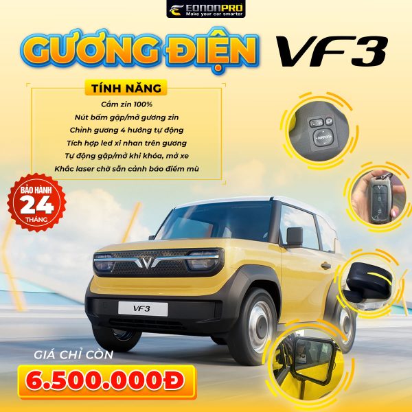 GƯƠNG ĐIỆN VF3 GẬP TỰ ĐỘNG CÓ XI NHAN