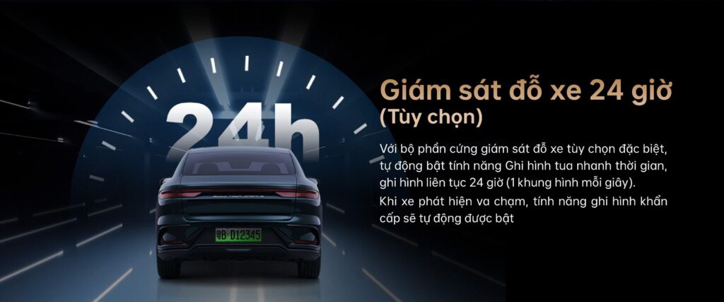 Tích hợp cảm biến G-Sensor hỗ trợ giám sát đỗ xe 24/24 (tùy chọn)