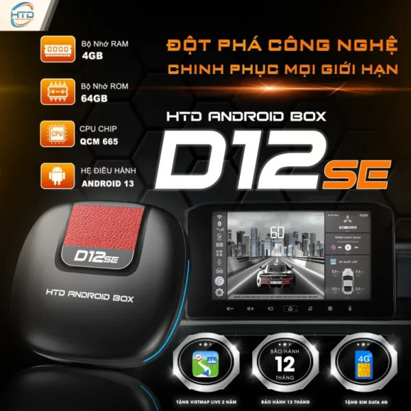 HTD Smart Android Box cho ô tô D12SE – hệ điều hành Android 13