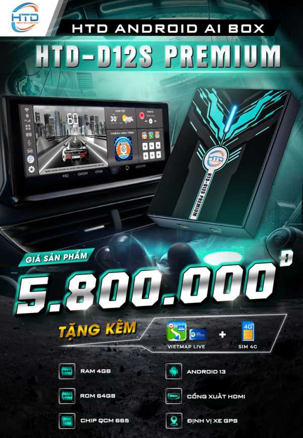 HTD ANDROID BOX CHO Ô TÔ D12S PREMIUM