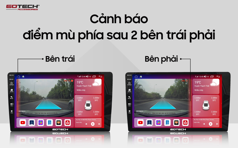 Gotech GTS4 cảnh báo điểm mù phía sau 2 bên trái phải