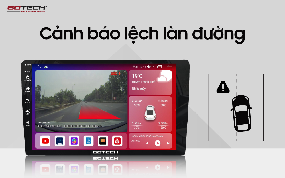 Gotech GTS4 cảnh báo lệch làn đường