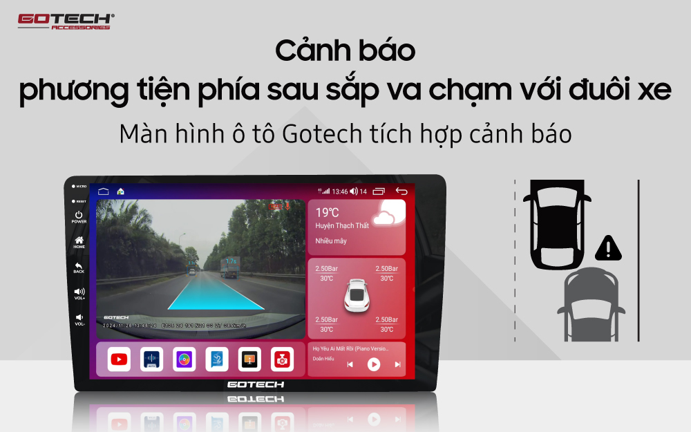Gotech GTS4 cảnh báo phương tiện phía sau va chạm