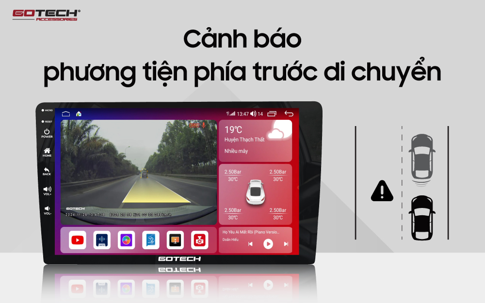 Gotech GTS4 cảnh báo phương tiện phía trước di chuyển