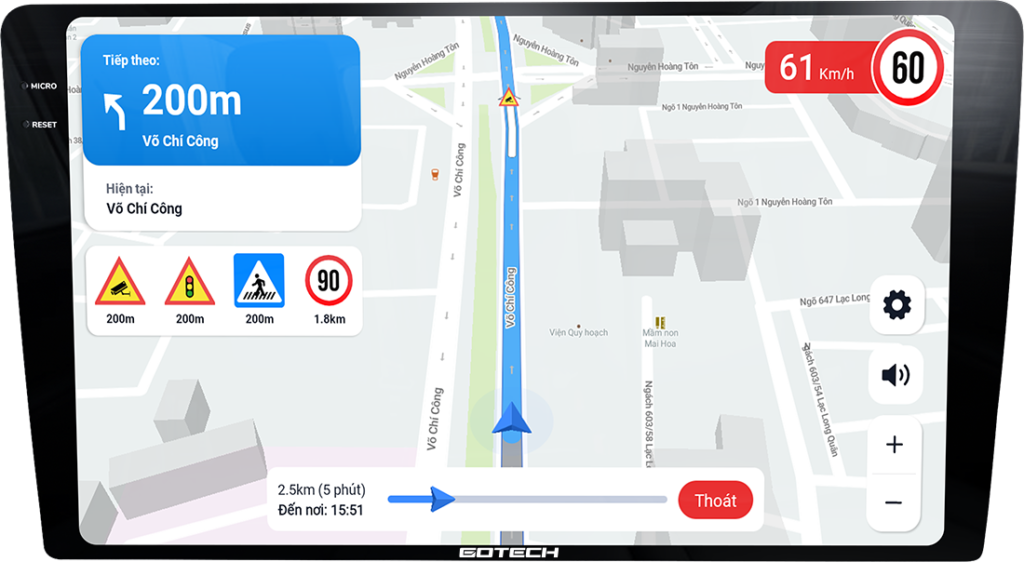 Màn hình Gotech GT2K tích hợp bản đồ dẫn đường bản quyền trọn đời