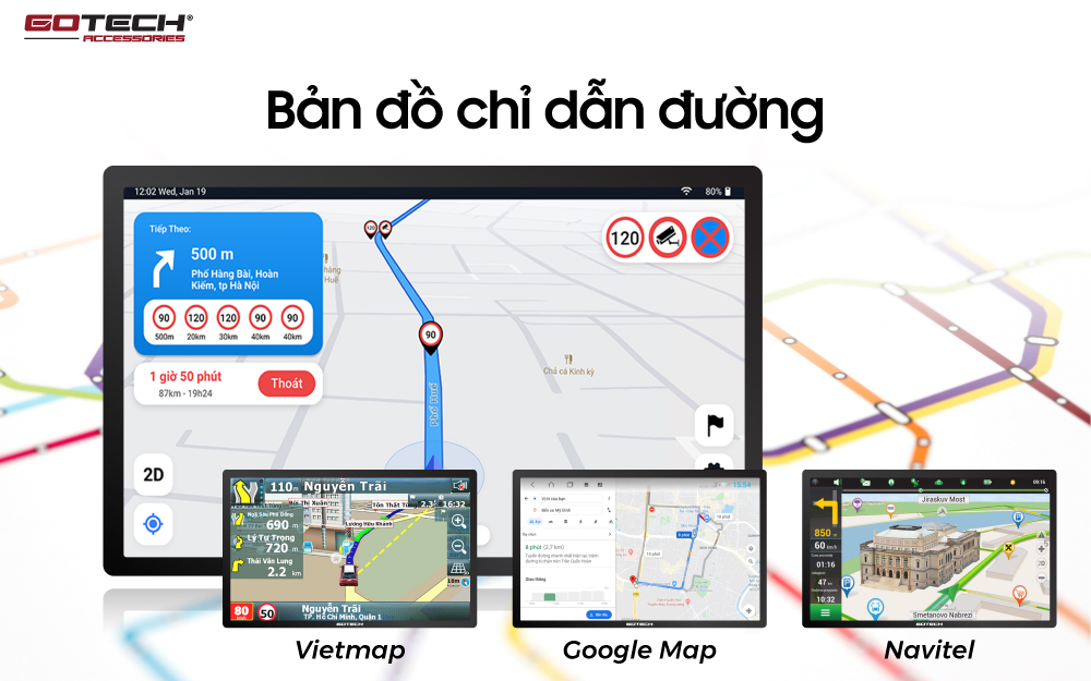 Màn hình ô tô Gotech GT11.5I 360 chỉ dẫn đường nhanh chóng