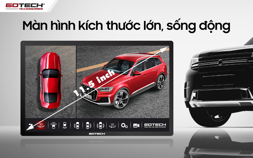 Màn hình ô tô Gotech GT11.5I 360 sở hữu kích thước lớn