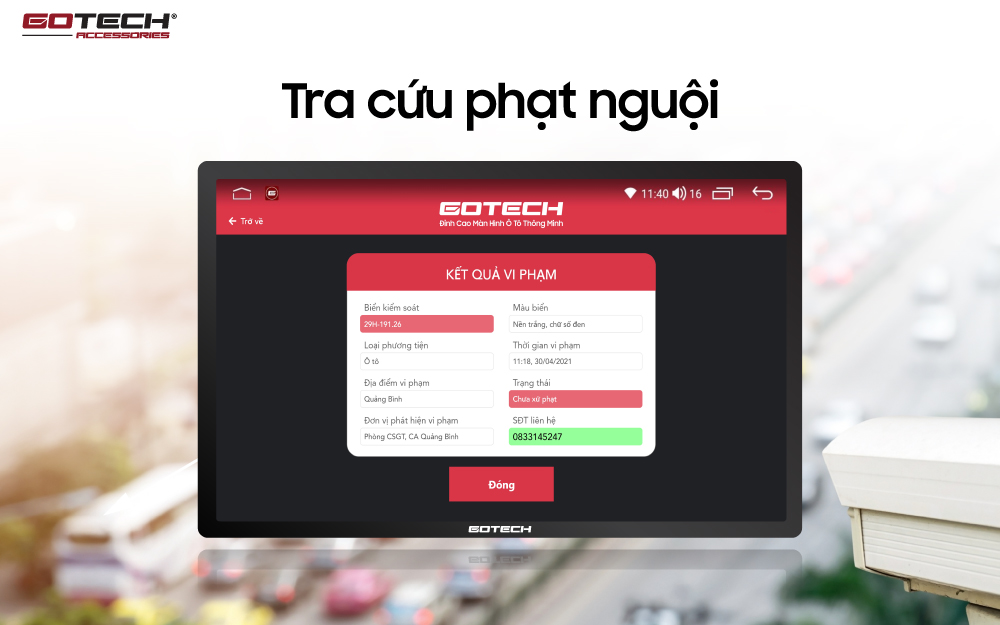 Màn hình ô tô Gotech GT11.5I 360 tra cứu phạt nguội