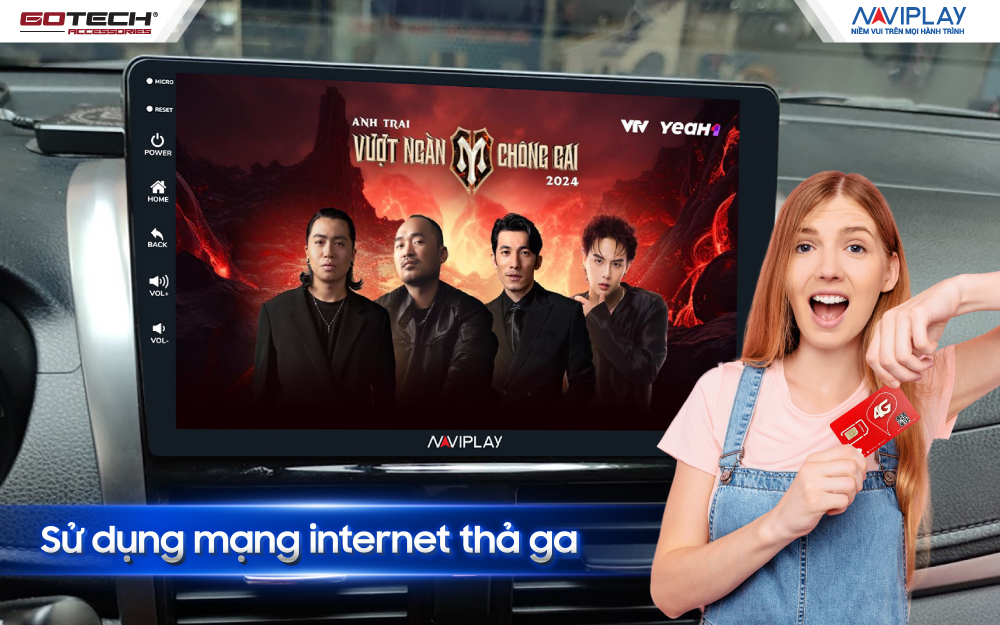 Màn hình ô tô thông minh NVP4 hỗ trợ kết nối internet