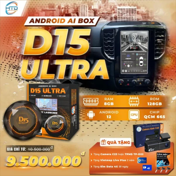 Kỷ nguyên HTD Android box cho ô tô D15 Ultra thế hệ mới nhất